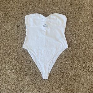 Forever 21 white strapless cutout bodysuit
